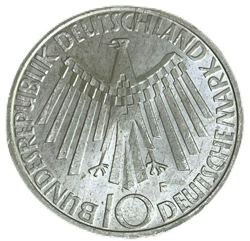 アインス コインズのドイツ銀貨 10マルク 1972年 ミュンヘンオリンピック記念 XF MUNCHEN OLYMPIADE 10 Mark アンティークコイン｜アングル2