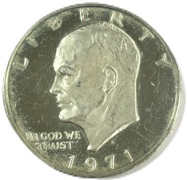 樂天商城 - アメリカ貨幣 アイゼンハワー 1ダラー 1971年 銀貨 プルーフ 美品 ミンク マークS 外国 硬貨 コイン アンティークコイン