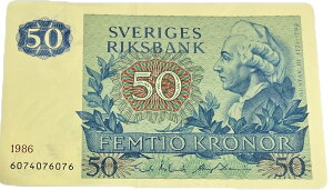 スウェーデン紙幣 50クローナ 1989年 未使用 カール・フォン・リンネ 植物学者 世界 外国 貨幣 古銭 旧紙幣 旧札 旧 紙幣 アンティーク