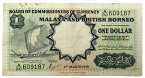 イギリス紙幣 マラヤ・ポルネオ 1ドル 美品 1959年 世界 外国 貨幣 古銭 旧紙幣 旧札 旧 紙幣 アンティーク