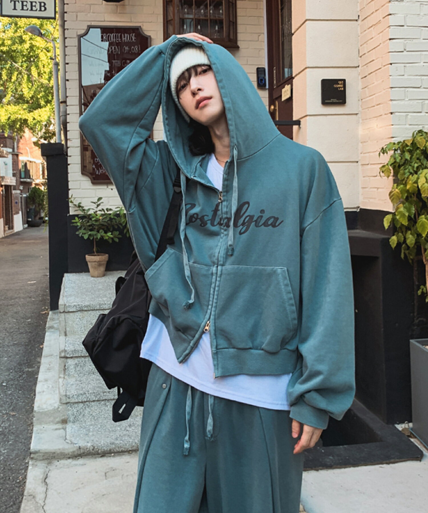 【送料無料】ツープラン【2plan】Stealth semi-crop pigment hoodie sweatshirt / ステルスセミクロップピグメントフードジップアップ【公式ショップ】