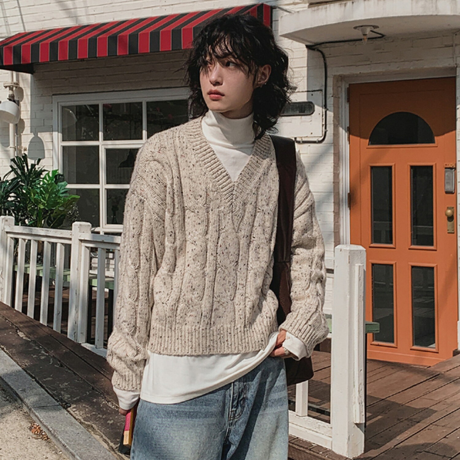 V-Neck - 【送料無料】ツープラン【2plan】Lenny Cable Crop V-Neck Knit / レニーケーブルクロップVネックニット【公式ショップ】