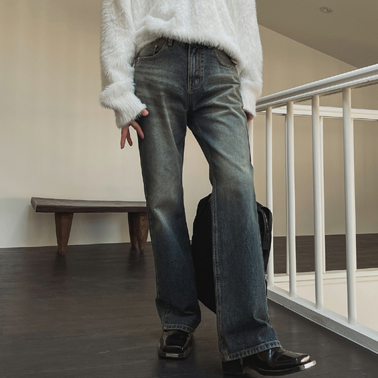 【送料無料】ツープラン【2plan】Growing cat washed bootcut denim / グローイングキャットウォッシュブーツカットデニム【公式ショップ】