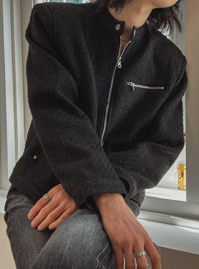 【送料無料】ツープラン【2plan】Heather Tweed Biker Crop Jacket / ヘッダーツイードバイカークロップジャケット【公式ショップ】