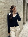 【送料無料】アイアムマリ【I AM MARI】Antore Layered Collar Ribbed Cardigan Knit / アントレレイヤードカラー...