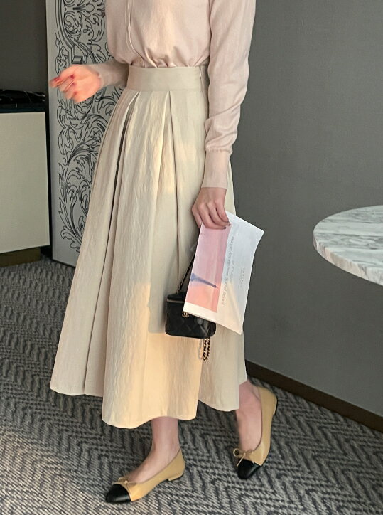 【送料無料】アイアムマリ【I AM MARI】Ruko Banding Pintuck Flare Long Skirt / ルコバンディングピンタックフレアロングスカート【公式ショップ】