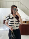 【送料無料】アイアムマリ【I AM MARI】Wish Collar Stripe Color Matching Knit / ウィッシュ襟付きボーダーカラーニ...