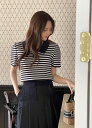 【送料無料】アイアムマリ【I AM MARI】Romans Collar Color Matching Stripe Knit / ロマンスカラーボーダーニット...