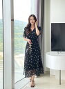 【送料無料】アイアムマリ【I AM MARI】Mellow Shirring Wrap Flower Chiffon One Piece / メロウシャーリング...