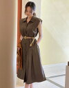 【送料無料】アイアムマリ【I AM MARI】Vet Collar Shirt Sleeveless One Piece (BeltSet) / ベットカラーシ...