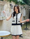 【送料無料】アイアムマリ【I AM MARI】Mardi Color Matching Boucle Knit Sleeveless Banding Shorts Set / マルディカラーブークレニットノースリーブバンディングショートパンツセット【公式ショップ】