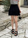 【送料無料】アイアムマリ【I AM MARI】Jenny Punching Tiered Banding Mini Skirt Pants / ジェニーパンチングティアードバンディングミニキュロット【公式ショップ】