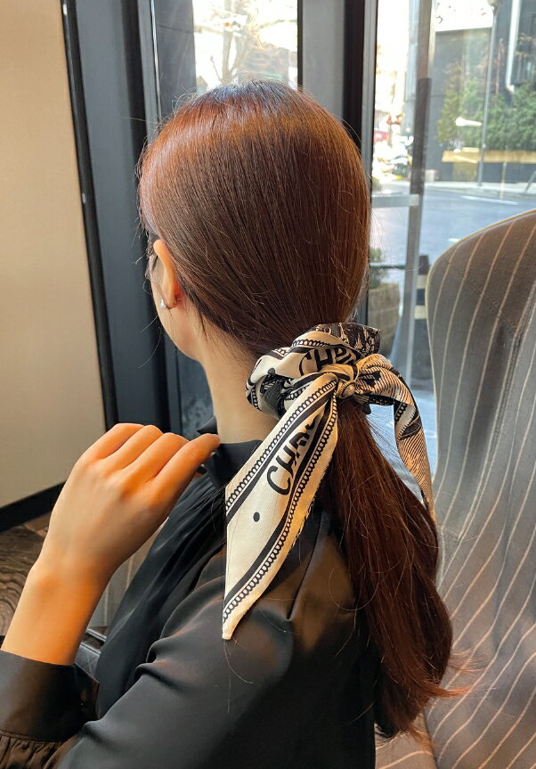 【送料無料】アイアムマリ【I AM MARI】Nera Lettering Scarf Hair Tie / ネルアレタリングスカーフヘアタイ【公式ショップ】