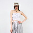 【送料無料】ラウコハウス【Raucohouse】Diamond ribbon cut out crop top / ダイヤリボンカットアウトクロップトップ【公式...