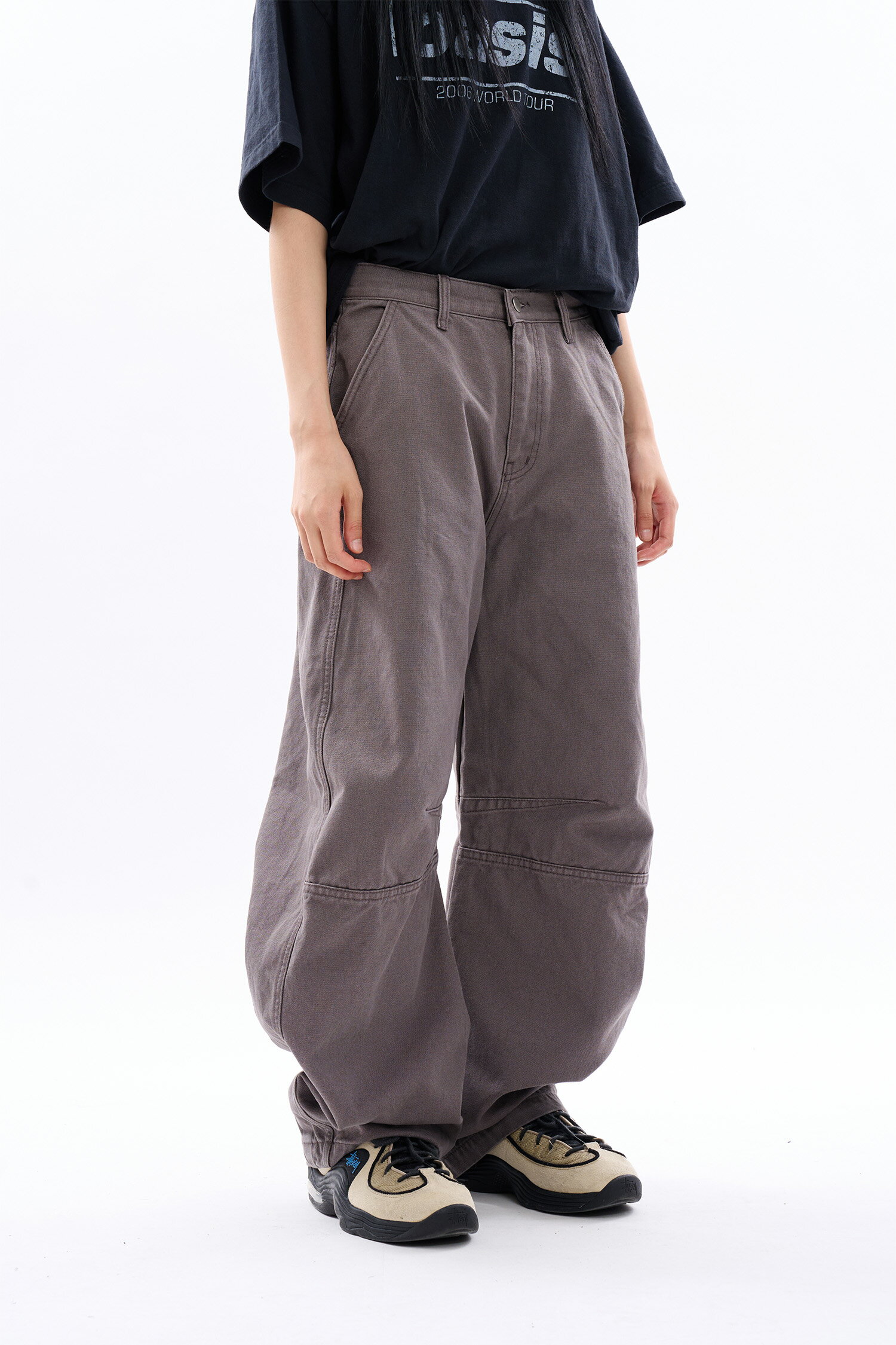 【送料無料】ラウコハウス【Raucohouse】Ieper incision pigment cotton pants / イエペル切替ピグメントコットンパンツ 男女兼用【公式ショップ】