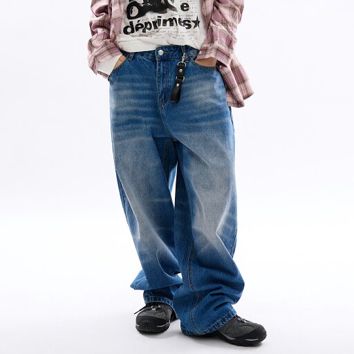 【送料無料】ラウコハウス【Raucohouse】Logan cat washed wide denim pants / ローガンキャットウォッシュ加工ワイドデニムパンツ 男女兼用【公式ショップ】 【送料無料】ラウコハウス【Raucohouse】Logan cat washed wide denim pants / ローガンキャットウォッシュ加工ワイドデニムパンツ 男女兼用【公式ショップ】
