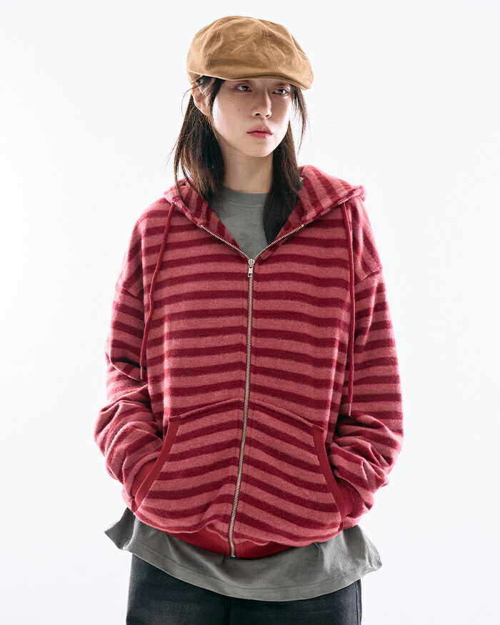 【送料無料】ラウコハウス【Raucohouse】Blaze stripe zip-up hoodie / ブレイズストライプジップアップフード【公式ショップ】