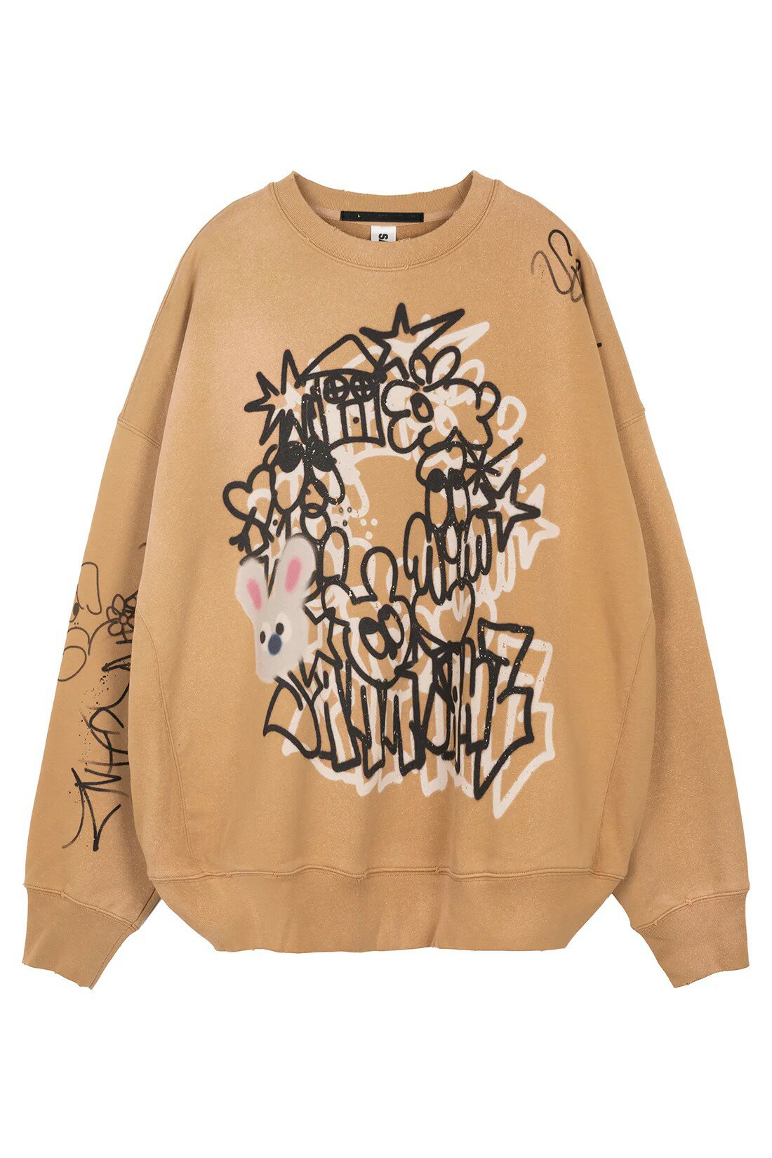 ̵ۥ󥯥󥺡SANKUANZ25SS BUMPY GRAFFITI PRINT BLEACHED CREWNECK SWEATSHIRT / ...