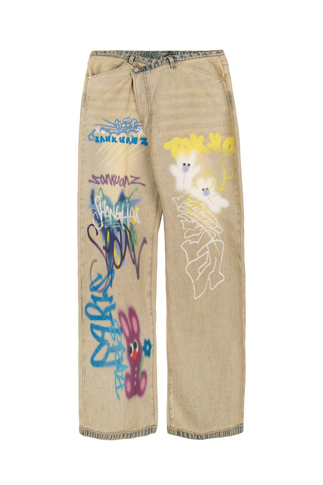 【送料無料】サンクアンズ【SANKUANZ】25SS★ BUMPY GRAFFITI PRINT REVERSIBLE FABRIC ASYMMETRICAL ...