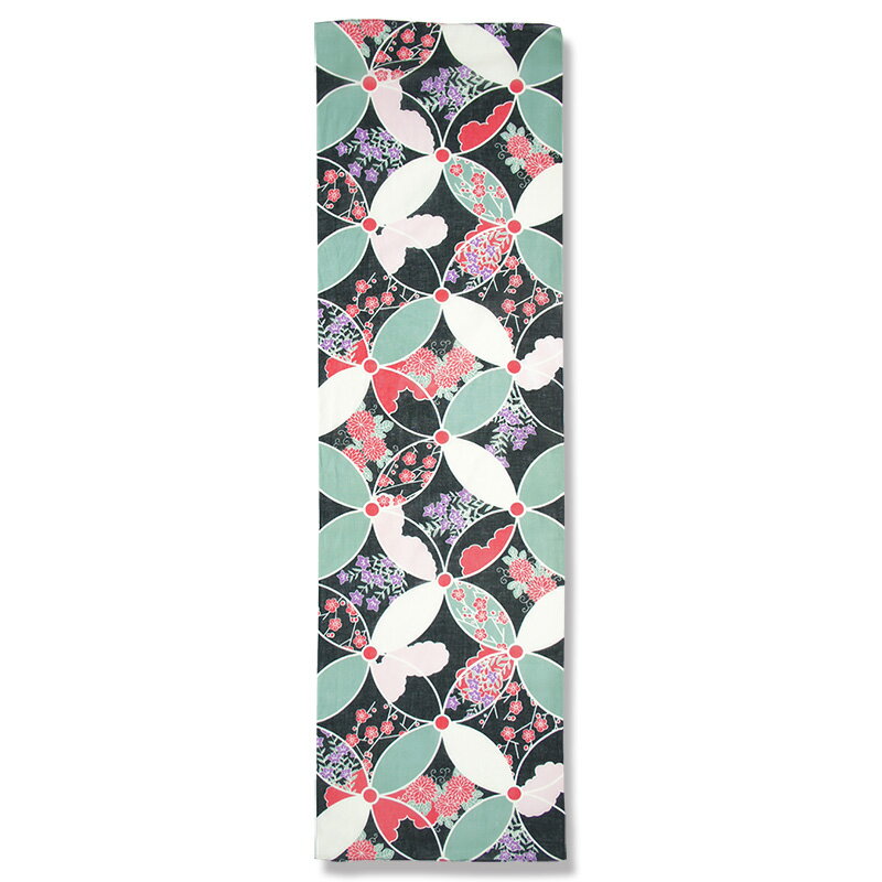 ガーゼ120cm「花七宝」（ブラック）(4)