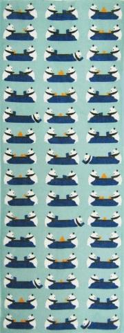 ガーゼ90cm 「こたつパンダ」(グリーン/ブルー)