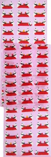 ガーゼ180cm 「こたつパンダ」(ピンク/レッド)