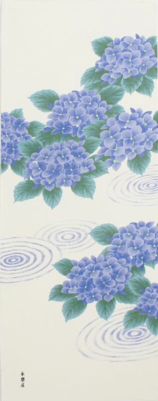 ガーゼ90cm 「水紋に紫陽花」