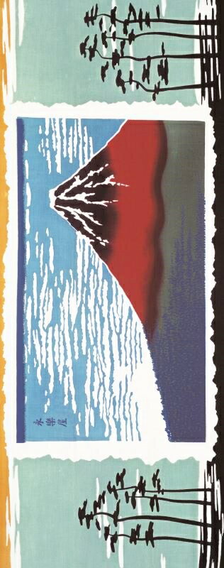 浮世絵を題材に染めていた手ぬぐいを、その雰囲気もそのままに復刻いたしました。※オリジナル化粧箱入り※ネコポス不可サイズ：約91×36cm（化粧箱サイズ：約15×29×2.5cm）素　材：綿 100％初版年代：不明※モニターの発色の具合により実際の商品と色が異なる場合がございます。〜永楽屋の手ぬぐいについて〜 「永楽屋の手ぬぐい」はオリジナルの木綿生地を使っています。ケバの少ない上質な糸を昔ながらの織機を使って、国内で時間をかけて丁寧に織っています。織りあがった生地はきめが細かくなめらかな肌触りです。 永楽屋の手ぬぐいは主に、日本の代表的染技法のひとつである、友禅染で染めています。図案をもとに色の数だけ型を作り、一枚一枚丁寧に色を重ねていきます。発色が鮮やかで美しく、手拭の存在感を引き立たせています。 〜手ぬぐいのお手入れについて〜 手ぬぐいは江戸の昔より小巾木綿で作られていて、長さ方向は様々な用途に対応するため、切りっぱなしになっています。そのため、使用しているうちに横糸が少しずつほつれてきますが、何度かお洗濯いただくと馴染んでまいります。ほつれてきた横糸は無理に引っ張ったりせずに、はさみで余分な糸をカットしてください。 〜お洗濯について〜 洗濯機などのたっぷりの水で洗って下さい。濃い色の商品は色落ちする可能性がございますので、他のものと分けてお洗濯下さい。 長時間の浸け置きや濡れたままの放置、生地が重なった状態で干したりしますと色移りの原因となります。洗濯後はすみやかに形を整えて陰干ししてください。