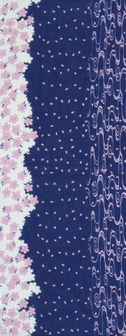 ガーゼ90cm 「桜流水」(ネイビー)