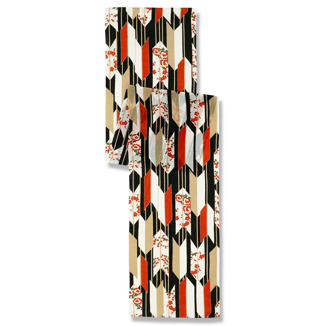 ガーゼ180cm「花矢がすり」（ブラック）