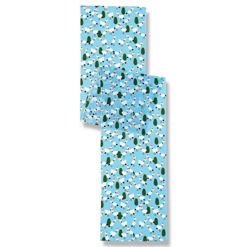 ガーゼ180cm「鶴と松」（ブルー/レッド）