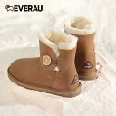 【EVERUGG】ムートンブーツ ミニボタン 商品番号：EA3002 レディース ショート ブーツ シープスキンアグ 天然ウール かわいい レディース靴 冬靴 レディース シューズ 裏起毛 暖かい ふわふわ もこもこ 柔らかい 撥水 防汚性 耐久性 防寒