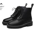 【EVERUGG】牛革 レディース ブーツ 商品番号:TA4002 天然ウール 裏起毛 暖かい ショートブーツ 裏ボア おしゃれ 紐結び 厚底 韓国風 紐 靴 ...