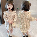 韓国風子供服 ベビー服 可愛い 花柄 長袖 ワンピース 長袖ファッション 花柄 子供服 レースのスカート 女の子 春秋 全2色 ワンピース 長袖 カジュアル キッズ おしゃれ 80cm~130cm オシャレ きれいめ キレイ 誕生日 プレゼント