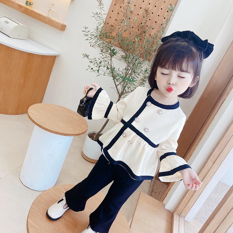 子供服 キッズ 2点セット コート+パンツ セットアップ 韓国ファッション 韓国風 かわいい 女の子 セット 90-140cm ベビー服 長袖 ファッション 可...