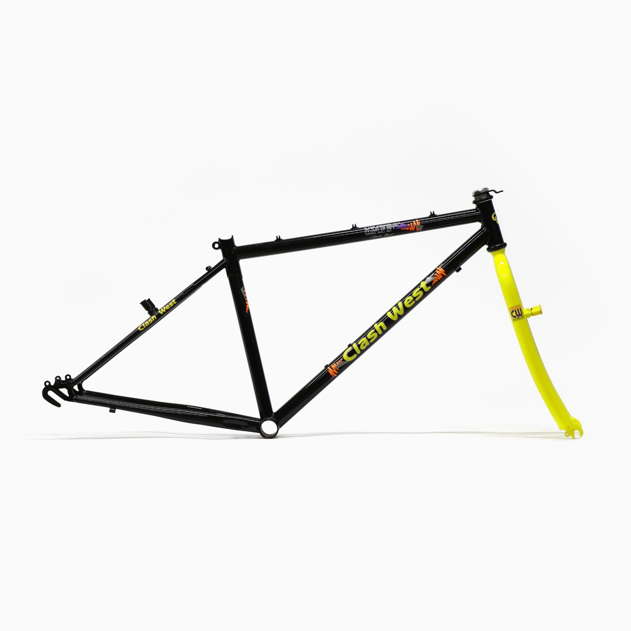 【デッドストック】Clash West OLD MTB 90’s Style フレーム（400 26inch BLACK×YELLOW）オールドマウンテンバイクフレームセット クラッシュウェスト スチール フルリジット