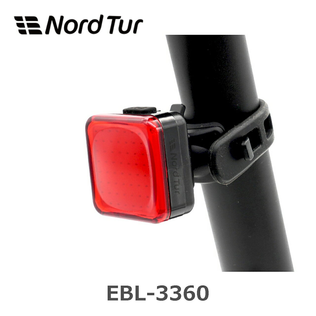 【NordTur】EBL-3360｜軽量コンパクトでもしっかり目立つCOB LEDリアライト 【商品紹介】 小型・軽量ながら、高い視認性をしっかり確保。 NORDTUR EBL-3360は、64PCS COBチップLEDを採用したコンパクトリアライトです。 面で発光するCOB LEDならではの見やすさで、夜間や夕暮れ時の被視認性をしっかり向上。本体サイズは非常にコンパクトながら、最大30ルーメンの高輝度を確保しています。 ロードバイクやグラベル、クロスバイクなど車体の雰囲気を崩しにくいミニマルなデザインも魅力。軽量22gと非常に軽く、付けっぱなしでも気になりにくいサイズ感です。 USB Type-C充電、防水IP65仕様、モードメモリ機能など、日常使いしやすい機能もしっかり搭載。毎日の通勤・通学から週末ライドまで、気軽に使いやすいリアライトです。 【特徴】 最大30ルーメンの高視認性リアライト 64PCS COBチップLED採用 面発光による広い被視認性 USB Type-C充電対応 IP65防水仕様 軽量22gのコンパクト設計 モードメモリ機能搭載 シートポストブラケット付属（22-35mm対応） ロード・グラベル・クロスバイク問わず合わせやすいシンプルデザイン 【SPEC】 ブランド：NordTur 商品名：EBL-3360 最大ルーメン：30ルーメン LEDタイプ：64PCS COBチップ バッテリー：300mAh リチウムポリマー 充電ポート：USB Type-C 充電時間：約2時間 防水性能：IP65 素材：ポリカーボネート サイズ：L35 × W35 × H19mm（ブラケット取付部除く） 重量：約22g（本体のみ） 付属品：シートポストブラケット（22-35mm対応） / USBケーブル / 日本語取扱説明書 【点灯モード】 100％点灯：30ルーメン / 3時間 100％Xマーク点灯：15ルーメン / 5時間 点滅1：7ルーメン 点滅2：7ルーメン 点滅3：7ルーメン 点滅4：8ルーメン 点滅5：17ルーメン 点滅6：10ルーメン ※点滅モードの使用時間は約3〜10時間です。 【STAFF REVIEW】 「とりあえず付けるリアライト」ではなく、“毎日ちゃんと使いたくなる”サイズ感と使いやすさが魅力のモデル。COB LEDの面発光はかなり見やすく、後方からの視認性も十分です。 特にコンパクトな車体や、バイク全体の雰囲気を崩したくない人にはかなり相性が良いと思います。USB-C対応で充電もラクですし、軽量なので付けっぱなしでも気になりにくいのも◎ 通勤・通学用としてはもちろん、サブライト用途としても使いやすいリアライトです。