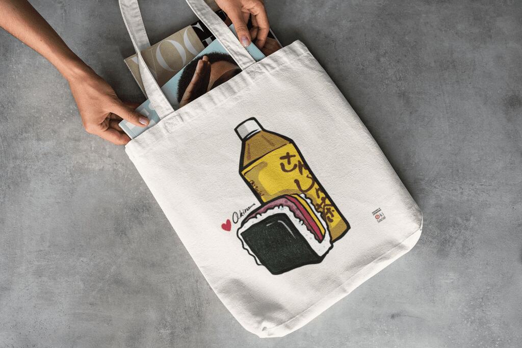 トートバッグ さんぴん茶 ポーク玉子 沖縄デザイン 琉球 沖縄 おしゃれ バッグ 鞄 かばん ハンドバッグ..