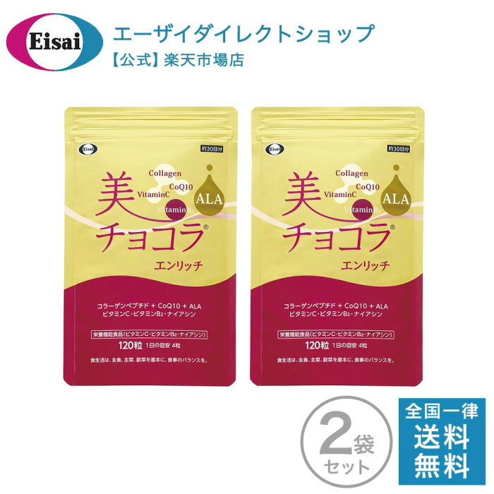 美チョコラエンリッチ 30日×2個 エイジングケアサプリ 120粒 サプリメント 栄養機能食品（ビタミンC・ビタミンB2・ナイアシン） ALA