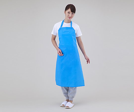 防水カラーエプロン ブルー 1枚入 (8-4548-03) (メール便)