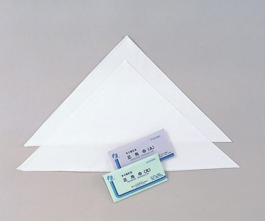 ■特徴 骨折、やけど、ケガなどの止血・支持帯に。 帯状（巾約10cm）に折りたたんで袋に入っているため、取り出してすぐに使えます。 用途により、3サイズ（A、大、中）から選べます。 ■仕様 材質：綿100％ 縦×横×斜め（cm）：105×105×150 入数：1箱（1枚/袋×25袋入） 型番：大（紙袋入）
