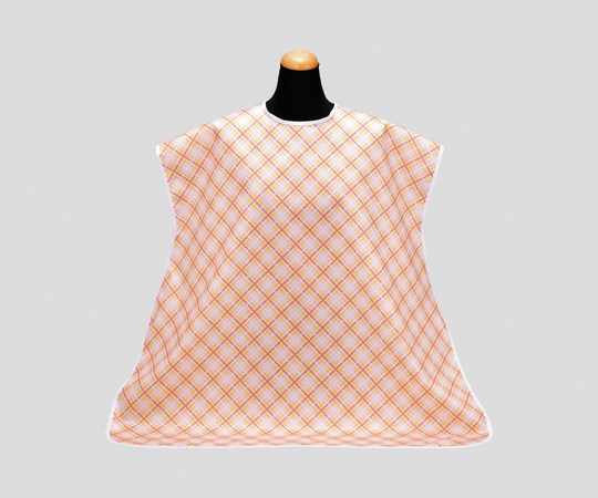 首サイズ調節が簡単な食事用エプロン 2500 チェックピンク (8-5472-01)(メール便)