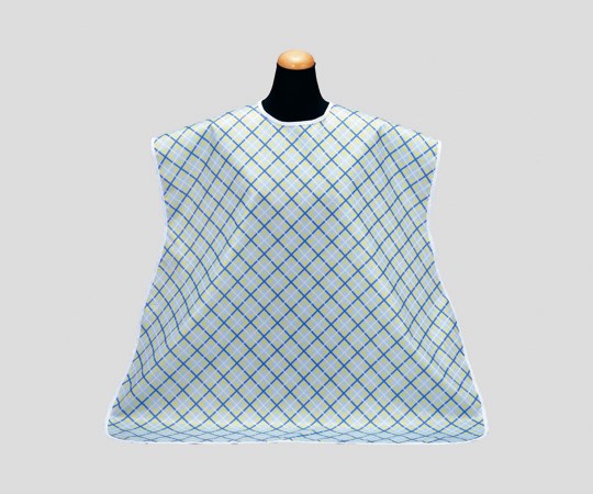 首サイズ調節が簡単な食事用エプロン 2500 チェックサックス (8-5472-02) (メール便)