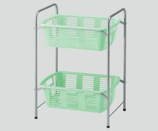アズワン ナビス 脱衣カゴワゴン・ラック2段式 マスカットグリーン キャスター無 YBW-2G (8-5958-03) ..