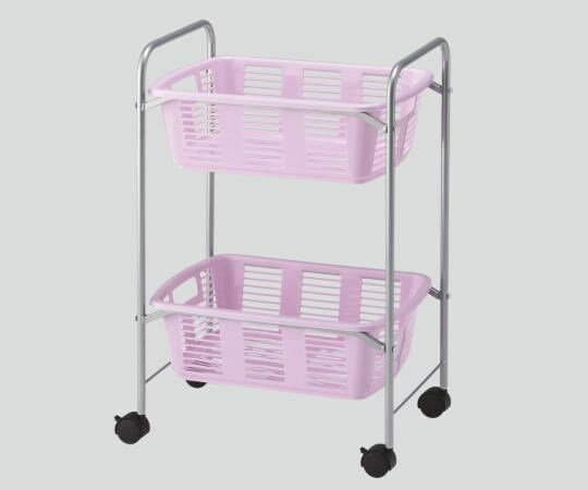 アズワン ナビス 脱衣カゴワゴン・ラック2段式 ラベンダーピンク キャスター有り YBW-2CP (8-5958-06)