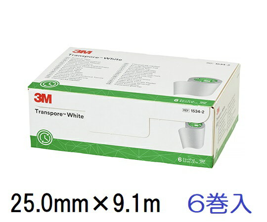 ●不織布ですが縦にも横にも、手で素早くきれいに切ることができます。 ●通気性に優れ、かぶれにくいテープです。 ■商品仕様材質：テープ部／レーヨン・ポリエステル不織布、粘着剤／アクリル系粘着剤 幅×長さ：25.0mm×9.1m 入数：1箱（6巻入） 型番：1534SP-1