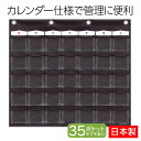 サキ SAKI カレンダーポケット M ブラウン W-416BR 日本製 ウォールポケット 茶色 大容量 壁掛け収納 薬ポケット お薬カレンダー おくすりカレンダー 1カ月 35ポケット