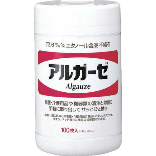 ●高濃度エタノールを含浸させた不織布ガーゼです。 ●エタノール濃度:72.6w/w%です。 ●レーヨン不織布で接着剤を使用していないため、不純物を含まず非常に衛生的です。 ■商品仕様 バイオマスマーク取得クロス 内容量：100枚入 シートサイズ(mm)：140×200 幅×奥行×高さ：103×103×174mm 容量：100枚 ※高濃度のエタノールを含浸させていますので、火気の付近では使用しないでください。