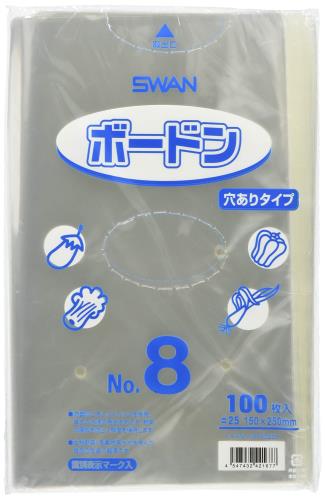 シモジマ (スワン) OPP袋 ボードン #25 No.8 穴あり 透明 100枚 006763208