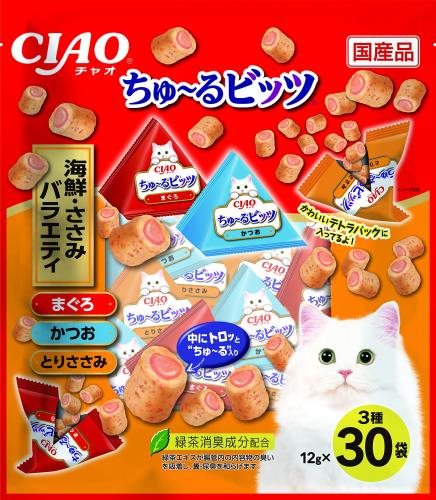 チャオ (CIAO) ちゅ~るビッツ 海鮮・ささみバラエティ 12g×30袋 猫用おやつ